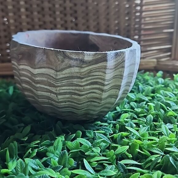 Vintage Comanche Marbled Pottery Bowl Signed By Artist - Picture 2 of 8